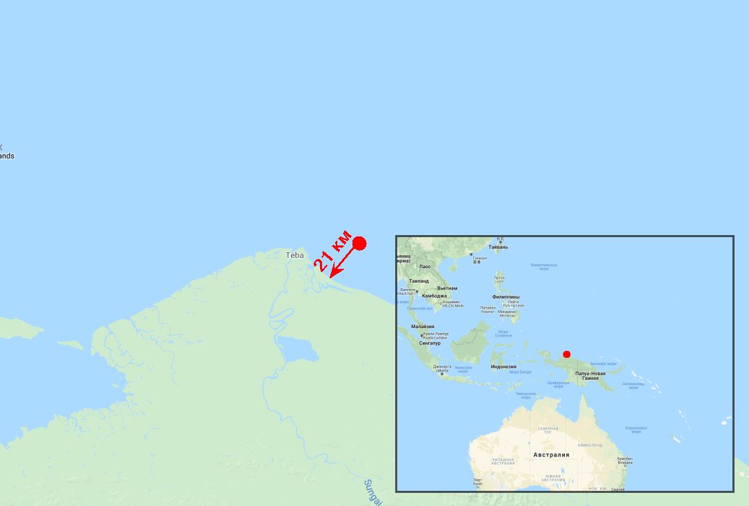 Землетрясение с северного побережья Папуа, Индонезия 06.04.2018